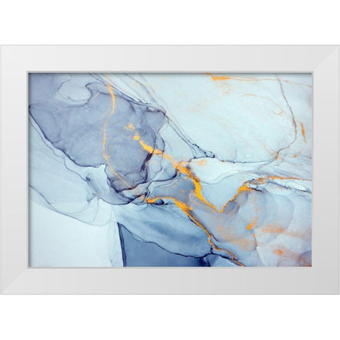 Abstract in Indigo and Gold  White Modern Wood Framed Art Print by Dein, Mari