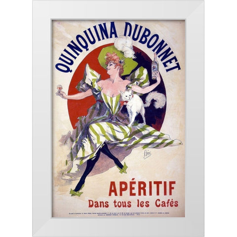 Quinquina Dubonnet Aperitif White Modern Wood Framed Art Print by Cheret, Jules