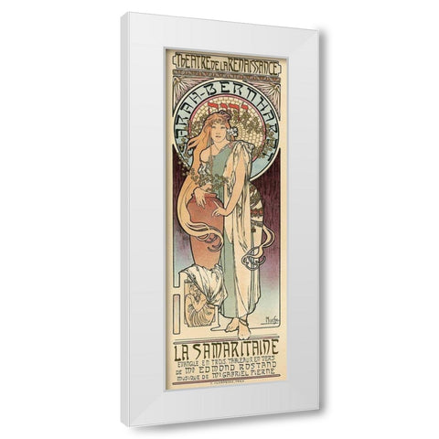 Sarah Bernhardt White Modern Wood Framed Art Print by Mucha, Alphonse