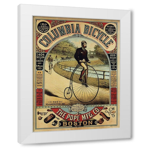 Columbia Bicycle White Modern Wood Framed Art Print by Anon