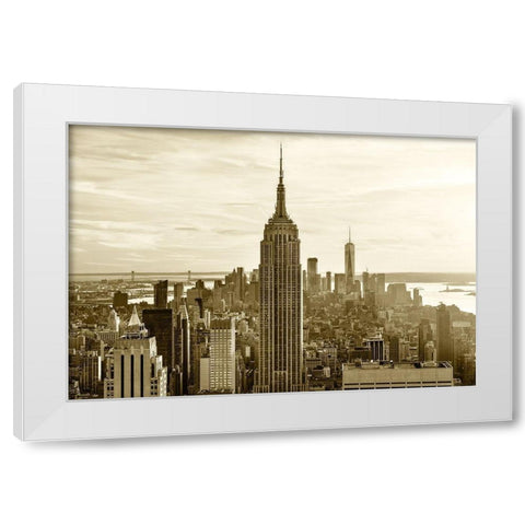Manhattan Sunset White Modern Wood Framed Art Print by Masik, Marek