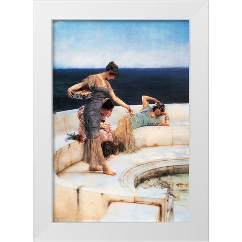 Silver Favourites White Modern Wood Framed Art Print by Alma-Tadema, Sir Lawrence