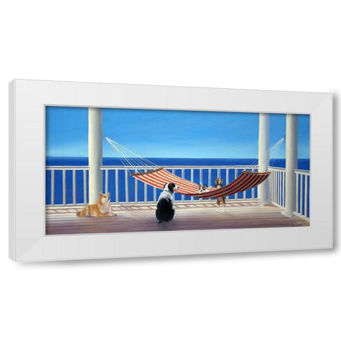 Dogs in Hammock  White Modern Wood Framed Art Print by Saxe, Carol