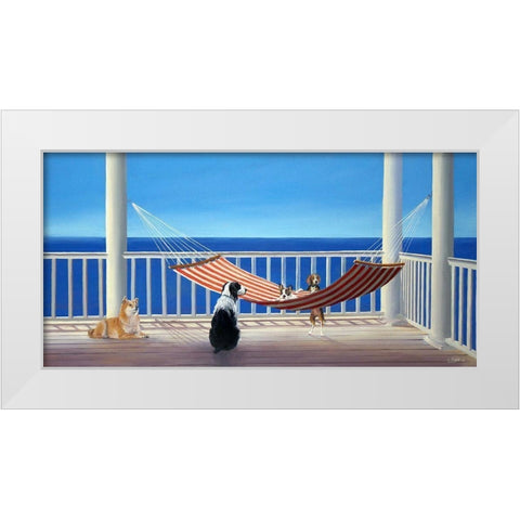 Dogs in Hammock  White Modern Wood Framed Art Print by Saxe, Carol