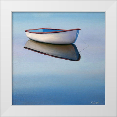 Moored Rowboat II White Modern Wood Framed Art Print by Saxe, Carol