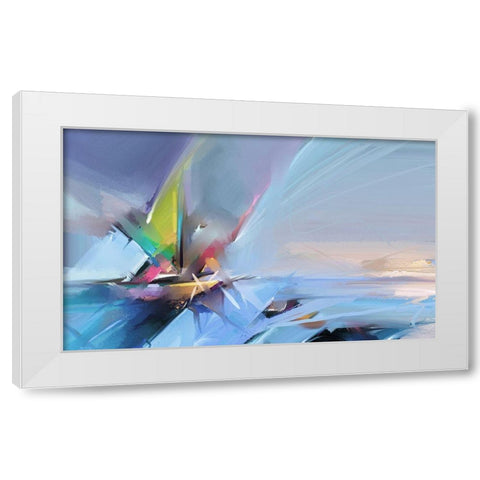 Colorful Oil Seascape White Modern Wood Framed Art Print by Pornmingmas, N.