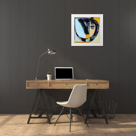 Abstract of Connected Black Shapes III White Modern Wood Framed Art Print by Anonymous