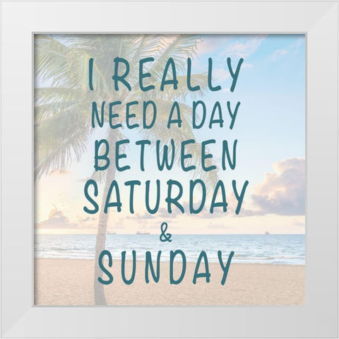 Extra Vacation Day White Modern Wood Framed Art Print by Inuit