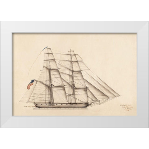 U.S. Big Spark Sailboat White Modern Wood Framed Art Print by Anonymous