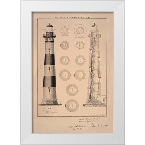 Bodys Island Light House White Modern Wood Framed Art Print by Anonymous