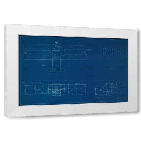 Wright Brothers Plane,Blueprint White Modern Wood Framed Art Print by Anonymous
