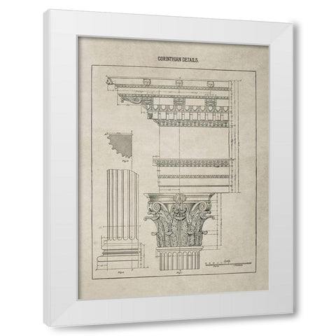 Corinthian Column Details  White Modern Wood Framed Art Print by Anonymous