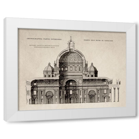 San Pietro by Michelangelo, Sepia White Modern Wood Framed Art Print by Michelangelo