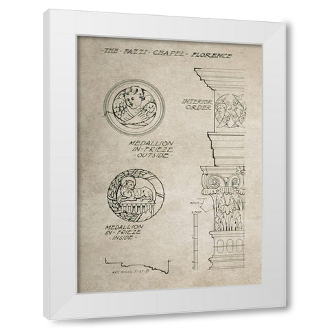 Italian Renaissance Architectural Section Chart Ia White Modern Wood Framed Art Print by Anonymous