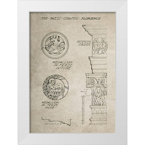Italian Renaissance Architectural Section Chart Ia White Modern Wood Framed Art Print by Anonymous