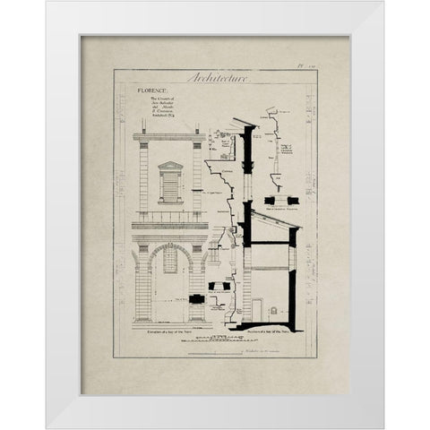 Italian Renaissance Architectural Section Chart III. White Modern Wood Framed Art Print by Anonymous