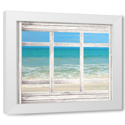 Vintage Ocean Window  White Modern Wood Framed Art Print by Anonymous
