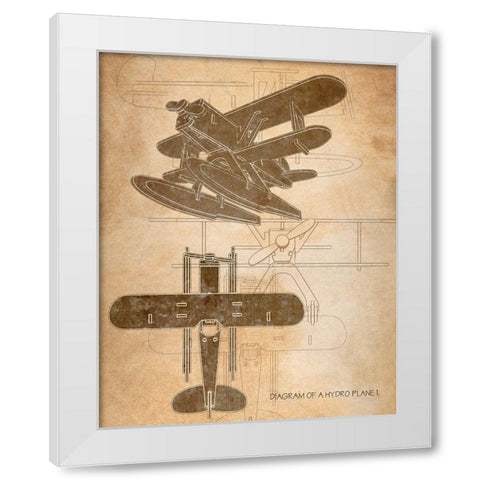 Hydro Plane I. White Modern Wood Framed Art Print by Anonymous
