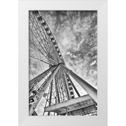 Ferris Wheel White Modern Wood Framed Art Print by Anonymous