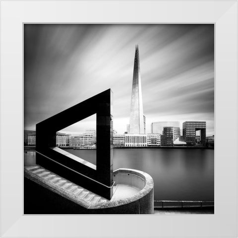 The Shard From Across the Thames White Modern Wood Framed Art Print by Marekkijevsky