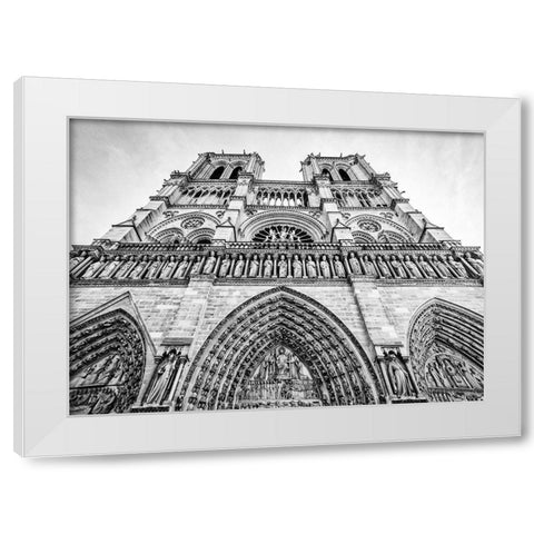 Notre Dame, Paris White Modern Wood Framed Art Print by Baker, Thomas