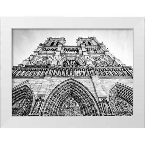 Notre Dame, Paris White Modern Wood Framed Art Print by Baker, Thomas