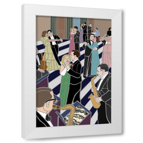 Dance Scene White Modern Wood Framed Art Print by Mandell, Jonathan