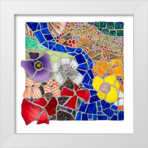 Floral Landscape with Meandering Stream White Modern Wood Framed Art Print by Mandell, Jonathan