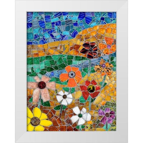 Mountainscape with Flowers II White Modern Wood Framed Art Print by Mandell, Jonathan