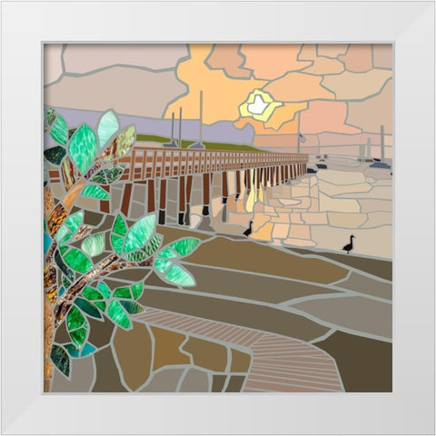 Nantucket in the Evening White Modern Wood Framed Art Print by Mandell, Jonathan