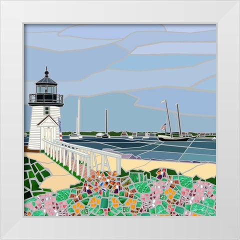 Nantucket Lighthouse White Modern Wood Framed Art Print by Mandell, Jonathan