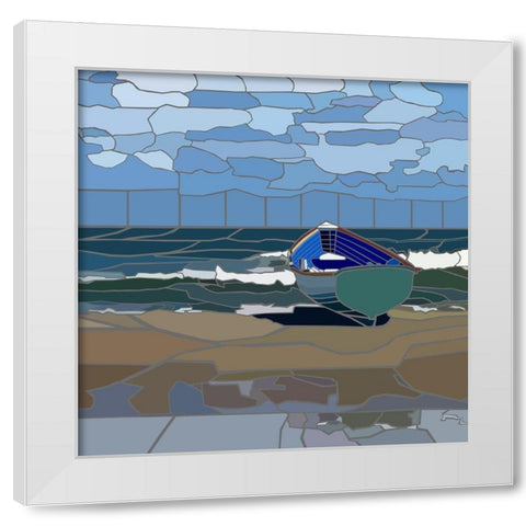 Ventnor City Beach Scene White Modern Wood Framed Art Print by Mandell, Jonathan