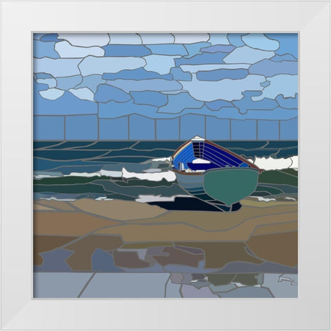 Ventnor City Beach Scene White Modern Wood Framed Art Print by Mandell, Jonathan