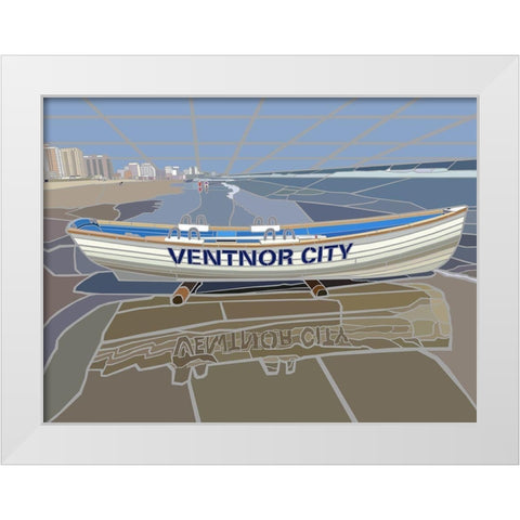 Ventnor City Beach Vista Scene White Modern Wood Framed Art Print by Mandell, Jonathan