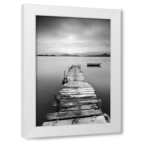 Peaceful Pier White Modern Wood Framed Art Print by Anonymous
