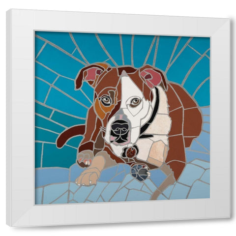 Pit Bull Portrait I White Modern Wood Framed Art Print by Mandell, Jonathan