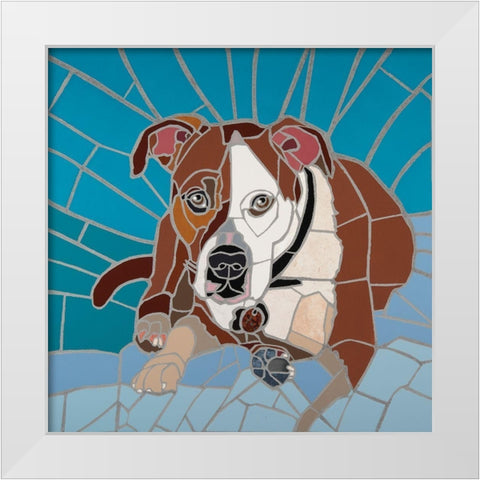Pit Bull Portrait I White Modern Wood Framed Art Print by Mandell, Jonathan