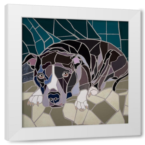 Pit Bull Portrait II White Modern Wood Framed Art Print by Mandell, Jonathan