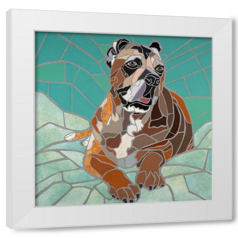 Mastiff Portrait White Modern Wood Framed Art Print by Mandell, Jonathan
