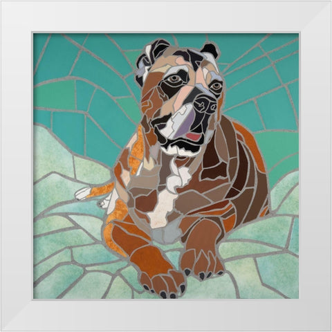 Mastiff Portrait White Modern Wood Framed Art Print by Mandell, Jonathan