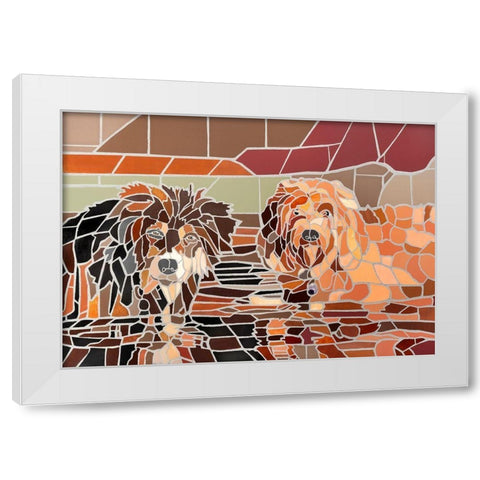 Two Dogs in Water White Modern Wood Framed Art Print by Mandell, Jonathan