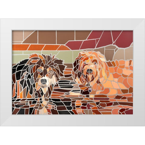 Two Dogs in Water White Modern Wood Framed Art Print by Mandell, Jonathan