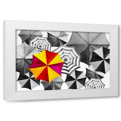 Watercolor Umbrella Painting White Modern Wood Framed Art Print by Kongchan, Tanom