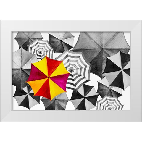 Watercolor Umbrella Painting White Modern Wood Framed Art Print by Kongchan, Tanom