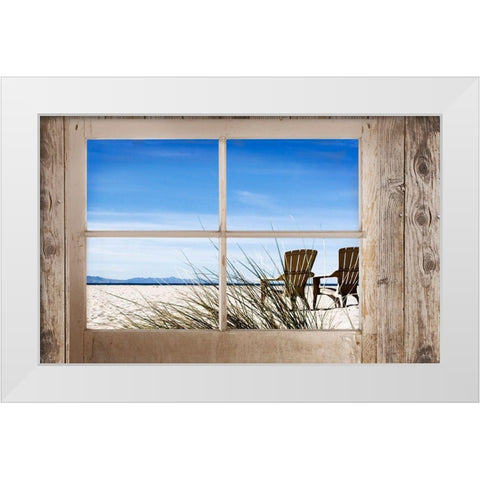 Window With a Beach View White Modern Wood Framed Art Print by Gould, Marilyn