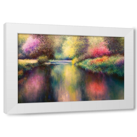 Spring Meadow with Creek White Modern Wood Framed Art Print by Rossi, Giorgio
