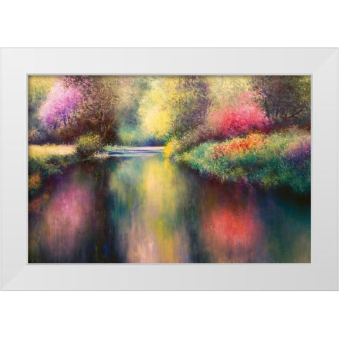 Spring Meadow with Creek White Modern Wood Framed Art Print by Rossi, Giorgio