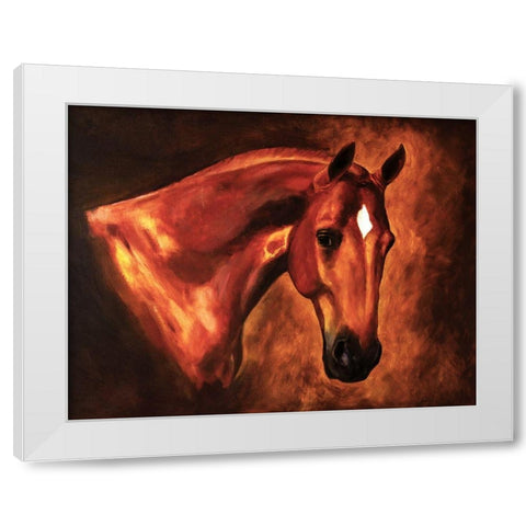 Chestnut Stallion White Modern Wood Framed Art Print by Anonymous