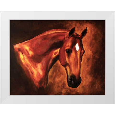 Chestnut Stallion White Modern Wood Framed Art Print by Anonymous