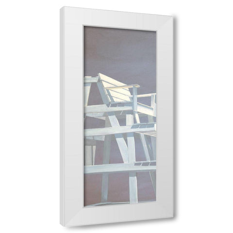 Life Guard Stand (grey) White Modern Wood Framed Art Print by Saxe, Carol